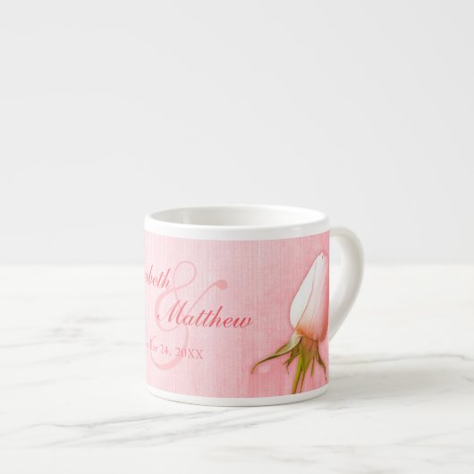 ピンクのバラの芽の結婚キープサケのエスプレッソマグ エスプレッソカップ (正面右)