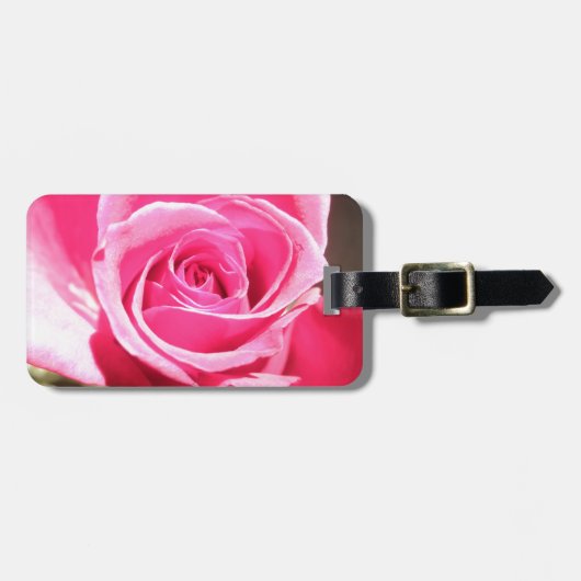 ピンクのバラの芽の花の花柄の写真 ラゲッジタグ (正面横)