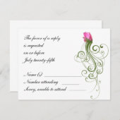 ピンクのバラの芽の華麗さRSVPカード 出欠カード (正面/裏面)