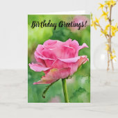 ピンクのバラの芽オープニングアップアート誕生日カード カード (黄色い花)