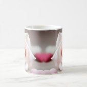 ピンクのバラの落ち着き コーヒーマグカップ (中央)