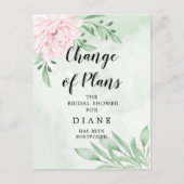 ピンクのバラの葉の変化 日付変更 ブライダルシャワー ポストカード (正面)