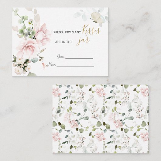 ピンクのバラの葉の数を推測キスゲーム エンクロージャーカード (正面/裏面)