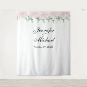 ピンクのバラの葉の結婚式の写真ブースの背景 タペストリー (正面)