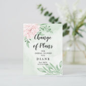 ピンクのバラの葉の色変わる日 ブライダルシャワーのお知らせ ポストカード (スタンド正面)