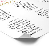 ピンクのバラの葉クロスバプテスマのシーティングチャート ポスター (角)