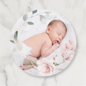 ピンクのバラの葉クロスメッセージカード フェイバータグ (裏面)