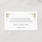 ピンクのバラの葉バプテスマありがとう名刺 名刺 (裏面)