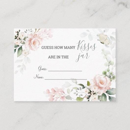 ピンクのバラの葉 何回キスが瓶の中に ゲーム エンクロージャーカード (正面)