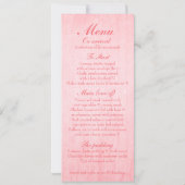 ピンクのバラの蕾の結婚式の披露宴の食事メニュー 招待状 (裏面)