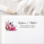 ピンクのバラの蘭の水の色の葉結婚の ラベル (インサイチュ)