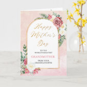 ピンクのバラの蘭ハッピーマザーズデイ祖母 カード (黄色い花)