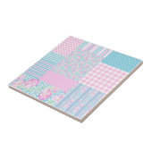 ピンクのバラの蝶フェイクなパッチワークのセラミックタイル タイル (側面)