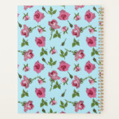ピンクのバラの表面パターンデザインオン青プランナー プランナー手帳 (裏面)