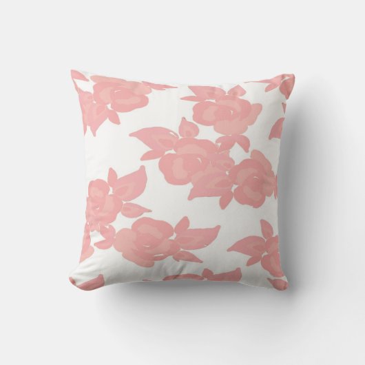 ピンクのバラの装飾用クッション クッション (正面)
