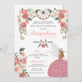 ピンクのバラの西部マリアチコスガール キンセアニエラ 招待状 (正面/裏面)