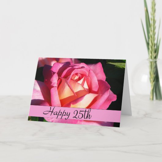 ピンクのバラの記念日の挨拶状を美化 カード (正面)