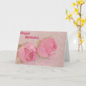ピンクのバラの誕生日 カード (黄色い花)