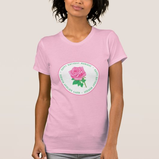 ピンクのバラの誕生日 Tシャツ (正面)