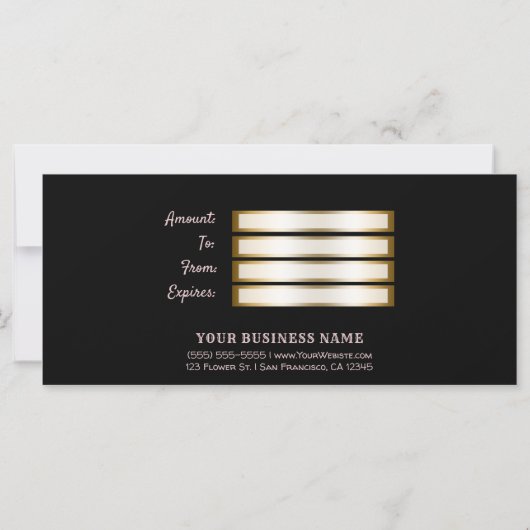 ピンクのバラの贈り物の贈り物金ゴールド証明書 (裏面)