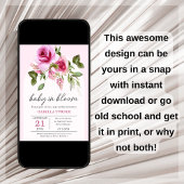 ピンクのバラの赤ちゃんが咲く ベビーシャワーの招待状 招待状