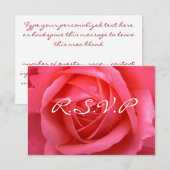 ピンクのバラの返信カード - パーソナライズされたローズカード 招待状 (正面/裏面)