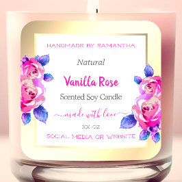 ピンクのバラの金ゴールドと白色製品の包装ラベル スクエアシール