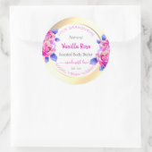 ピンクのバラの金ゴールドと白色製品の包装ラベル ラウンドシール (バッグ)