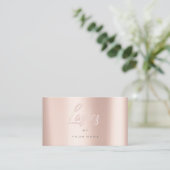 ピンクのバラの金ゴールドフェイクタイポグラフメイクアップ 名刺 (スタンド正面)