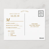 ピンクのバラの金ゴールドフレーム結婚ズ |食事の選択RSVP ポストカード (裏面)