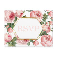 ピンクのバラの金ゴールドフレーム結婚ズ |食事の選択RSVP
