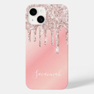 ピンクのバラの金ゴールド名の乾燥 Case-Mate iPhone 14ケース
