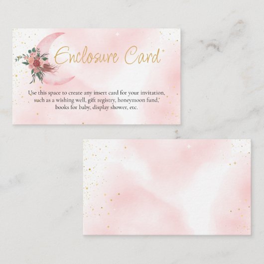 ピンクのバラの金ゴールド我々は月の囲いカードの上にいる エンクロージャーカード (正面/裏面)