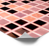 ピンクのバラの金ゴールド正方形モザイクタイル ポスター (角)