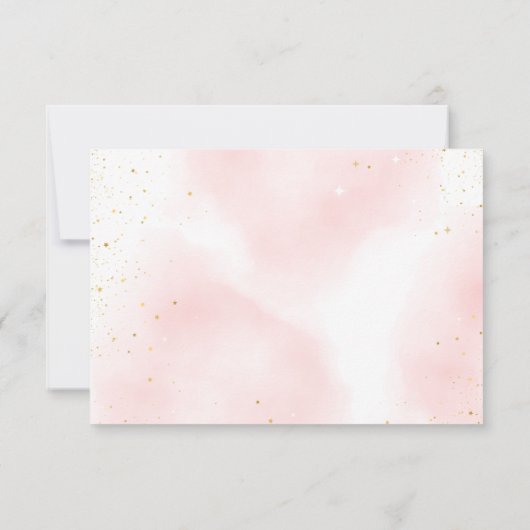 ピンクのバラの金ゴールド私たちは月の赤ちゃんシャワーの上にいる サンキューカード (裏面)