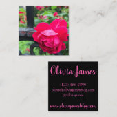 ピンクのバラの雨滴の露ガーデンゲート写真 スクエア名刺 (正面/裏面)