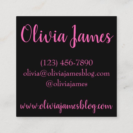 ピンクのバラの雨滴の露ガーデンゲート写真 スクエア名刺 (裏面)