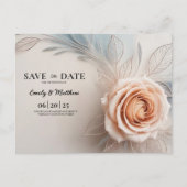 ピンクのバラの露ドロップデザイナー日付を保存 案内ポストカード (正面)