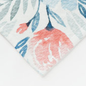 ピンクのバラの青によっては水彩画の花柄パターンが開花します フリースブランケット (角)