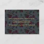 ピンクのバラの青の背景 名刺 (裏面)