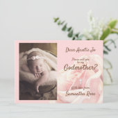 ピンクのバラの頬染め 祝福の名付け親への招待状 招待状 (スタンド正面)