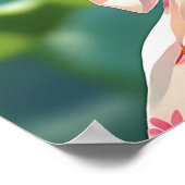 ピンクのバラの香りを嗅ぐかわいい女の子 ポスター (角)