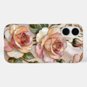 ピンクのバラのiPhoneケース エレガントなステンドグラスデザイン Case-Mate iPhoneケース (裏面 (横))