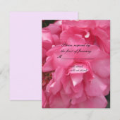 ピンクのバラのRSVP返信カード 出欠カード (正面/裏面)