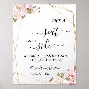 ピンクのバラはサイドのサインではなく結婚シートを選ぶ ポスター