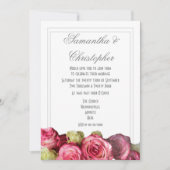 ピンクのバラはプレーンミニマルの結婚。 招待状 (正面)