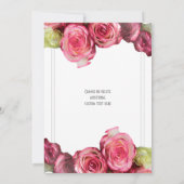 ピンクのバラはプレーンミニマルの結婚。 招待状 (裏面)