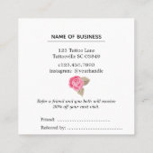 ピンクのバラは友人の紹介カードを参照します スクエア名刺 (裏面)