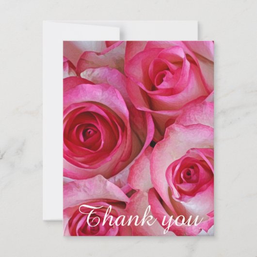 ピンクのバラは感謝していしています サンキューカード (正面)
