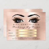 ピンクのバラまつメイクアップアーティスト証明書贈り物 (正面/裏面)